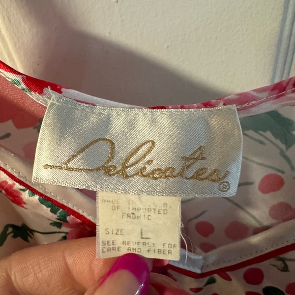 Delicates Vintage Floral Slip Dress Large Chemise Red Pink Cottagecore EUC Soft - Picture 2 of 12